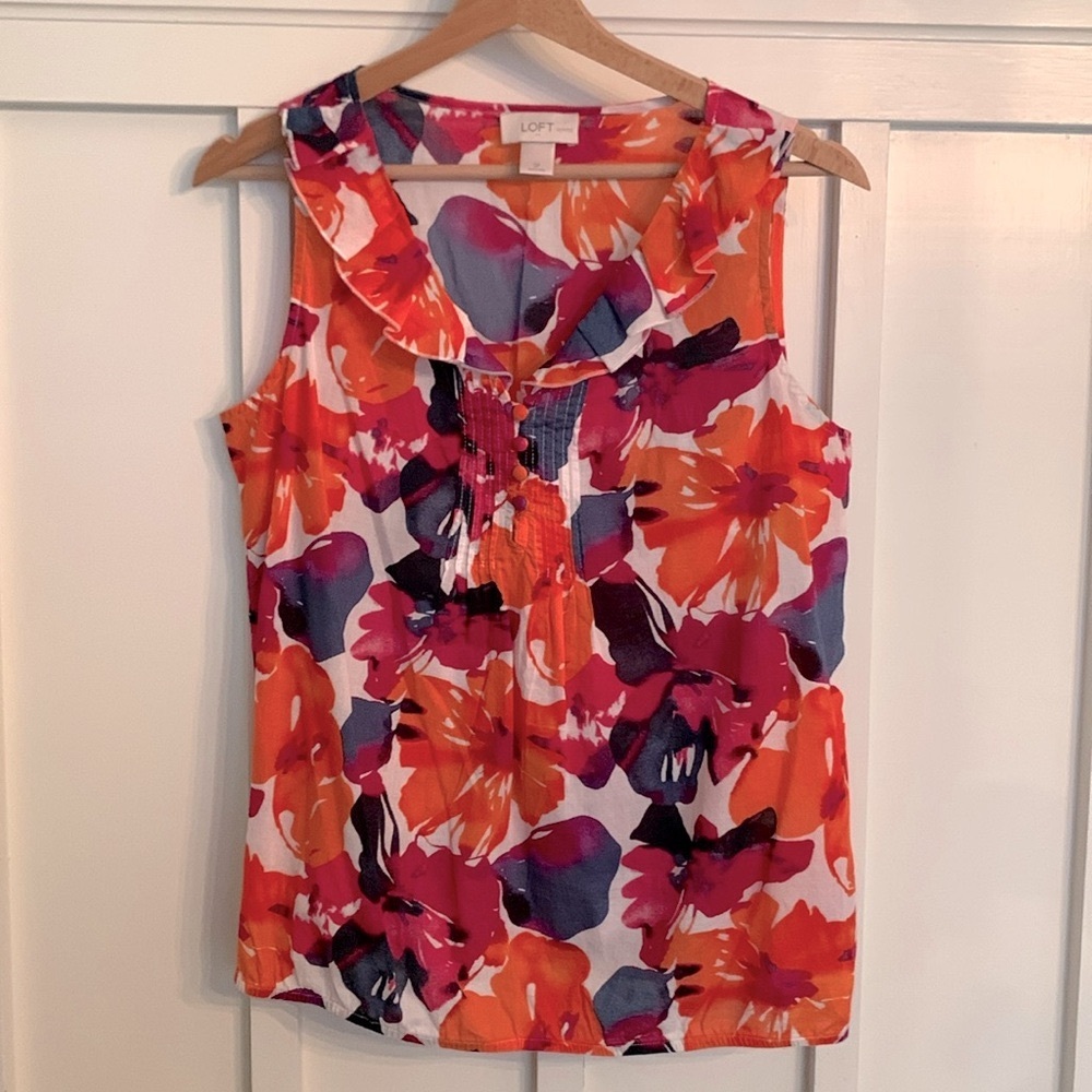 LOFT Cotton Floral Sleeveless top
